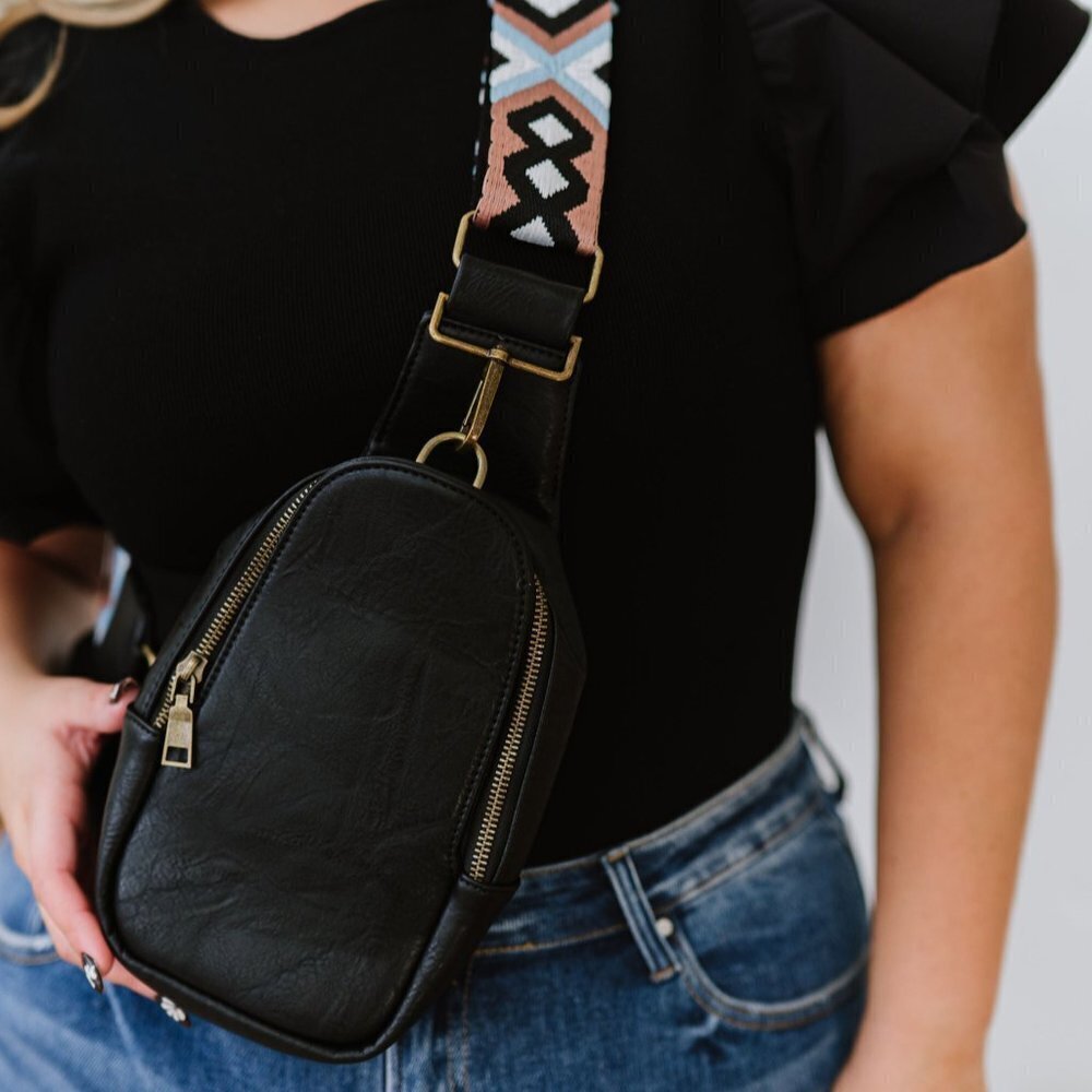 Sling Vegan Leather Purse - Black